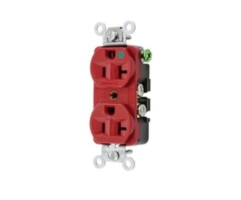 HBL8300HRED Receptacle hospital 2P3W 20A 125V (heavy Duty) (5-20R) duplex red Hubbell