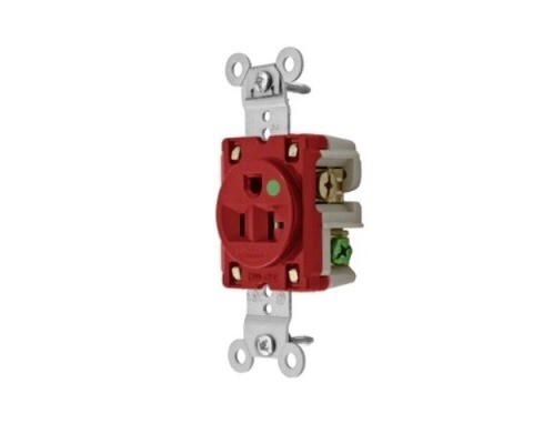 HBL8310R Receptacle hospital 2P3W 20A 125V (5-20R) single red Hubbell