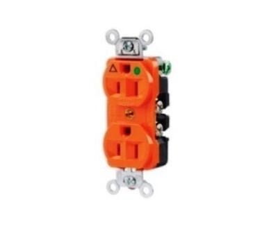 IG8200 Receptacle twist-lock insolate ground 2P3W 15A 125V (5-15R) duplex orange Hubbell
