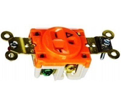 IG5461 Receptacle twist-lock insolate ground 2P3W 20A 250V (6-20R) single orange Hubbell