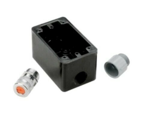 PH6619 Box phone and TV pk with cord connector and pvc reducer black Hubbell