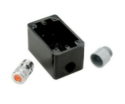 PH6619 Box phone and TV pk with cord connector and pvc reducer black Hubbell