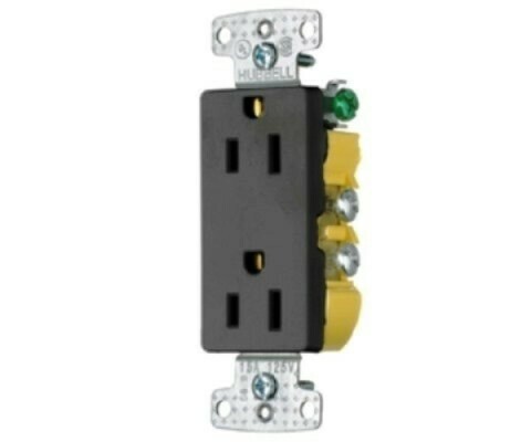 RRD15BK Receptacle straight blade 2P3W 15A 125V (5-15R) duplex home-select black Hubbell