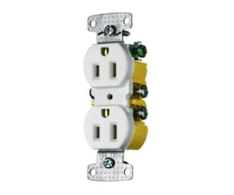 RR15SW Receptacle straight blade 2P3W 15A 125V (5-15R) duplex white Hubbell
