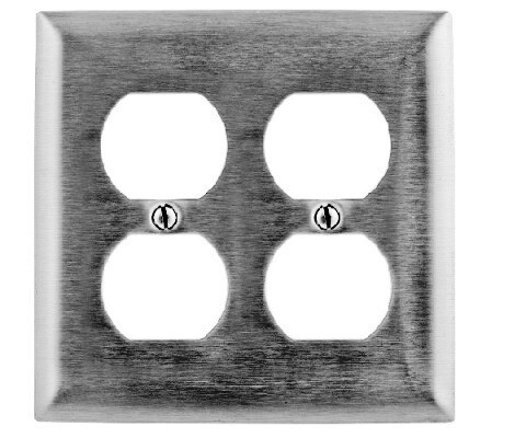 SS82 Faceplate 1 gang 2 duplex S/S 302/304 Hubbell