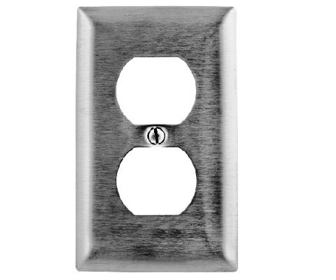 SS8 Faceplate 1 gang 1 duplex S/S 302/304 Hubbell