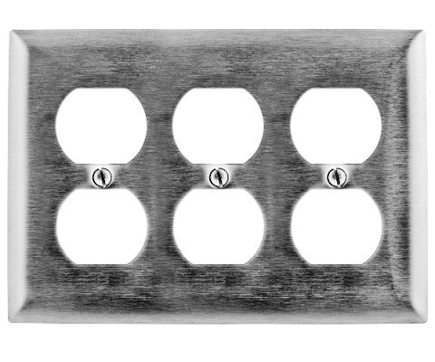 SS83 Faceplate 1 gang 3 duplex S/S 302/304 Hubbell