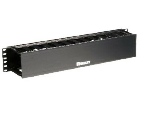WMPF1E Organizer horizontal 19&quot; 3.5&quot;H X 19&quot;W X 3.7&quot;D single sided with cover black 2U Panduit