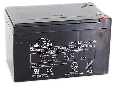 LP12-12 Battery LP 12V 12.0AH L(5.95 inches) x W(3.86 inches) x T H(3.98 inches) Weight 7.72LBS LEOCH