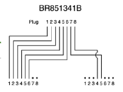 BR851341B Adapters modular converts T568B wired RJ45 jack by splitting pair Hubbell