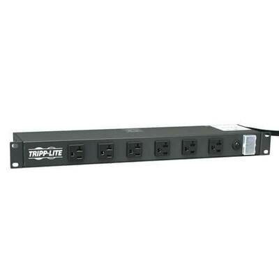 RS-1215-20 Power strips horizontal rack mount in(20A 120V 5-20P) out(2400W 12(5-15/20R front 6/rear 6) black Tripp lite