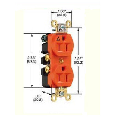 IG15O Receptacle straight blade insolate ground 2P3W 15A 125V (5-15R) duplex orange Hubbell