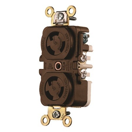 HBL4700 Receptacle duplex twist-lock 2P3W 15A 125V (L5-15R) brown Hubbell