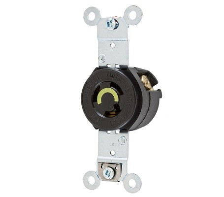 HBL4710 Receptacle twist-lock single 2P3W 15A 125V (L5-15R) black Hubbell