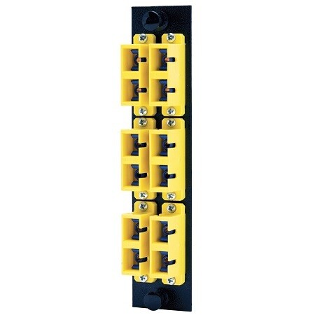 FSPSCDS6Y  Panel F.O. 12 SC (6 duplex) adapters H.D. zirconia ceramic yellow Hubbell