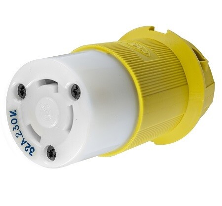 HBL332CRCX   Connector twist-lock 2P3W 32A 230V (no-nema) Marine yellow Hubbell