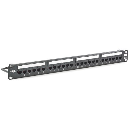 HP6A24U Patch panel 24 PTO CAT6A next speed UTP 1U black Hubbell