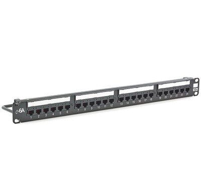 HP6A24U Patch panel 24 PTO CAT6A next speed UTP 1U black Hubbell