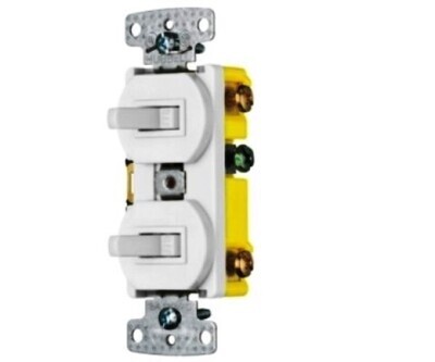 RC303W   Switch double position three way pole 15A 120V white toggles Hubbell
