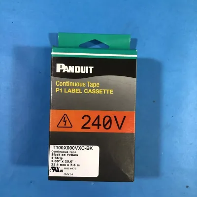 T100X000VXC-BK   Label continuous tape 1.00"W Black on Yellow Panduit