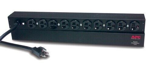 AP9562 PDU Horizontal basic 15A 100/120V (in 5-15P) (out (10)5-15R) 1UR cord 3.7Mtrs APC