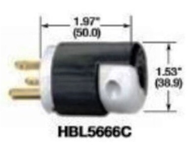 HBL5666C Plug straight blade 2P3W 15A 250V (6-15P) black and white Hubbell