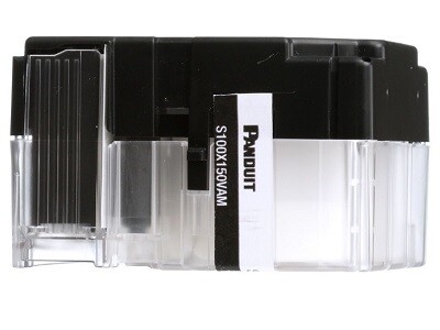 S100X150VAM Label cassette MP self-laminating vinyl 1.00"W x 1.50"H (.50" print on area) clear/white Panduit