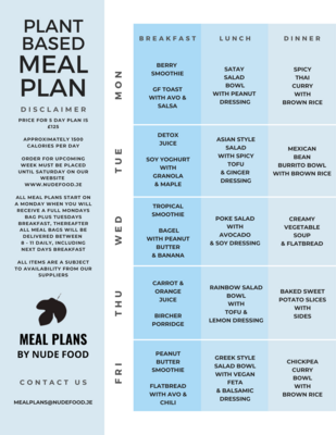 5 DAY PLANT BASED MEAL PLAN
