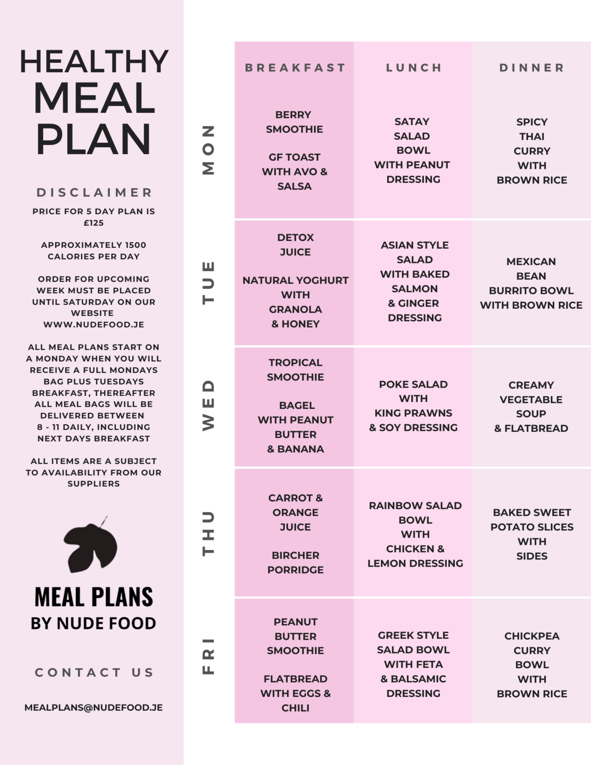 5 DAY HEALTHY MEAL PLAN