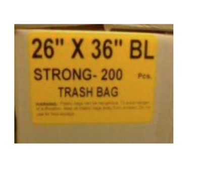 26x36 SO Garbage Bags Strong Black 200 / Case 26x36 SO Garbage Bags Strong Black 200 / Case