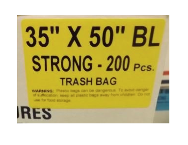 35X50 Garbage Bags Strong Black 200 Bags / Case 35X50 Garbage Bags Strong Black 200 Bags / Case