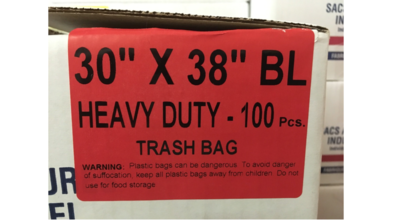 30x38 Garbage Bag Black Heavy Duty HD 100/case 30x38 Garbage Bag Black Heavy Duty HD 100/case