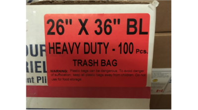 26x36 Garbage Bags Heavy Duty Black 100 Bags /Case 26x36 Garbage Bags Heavy Duty Black 100 Bags /Case