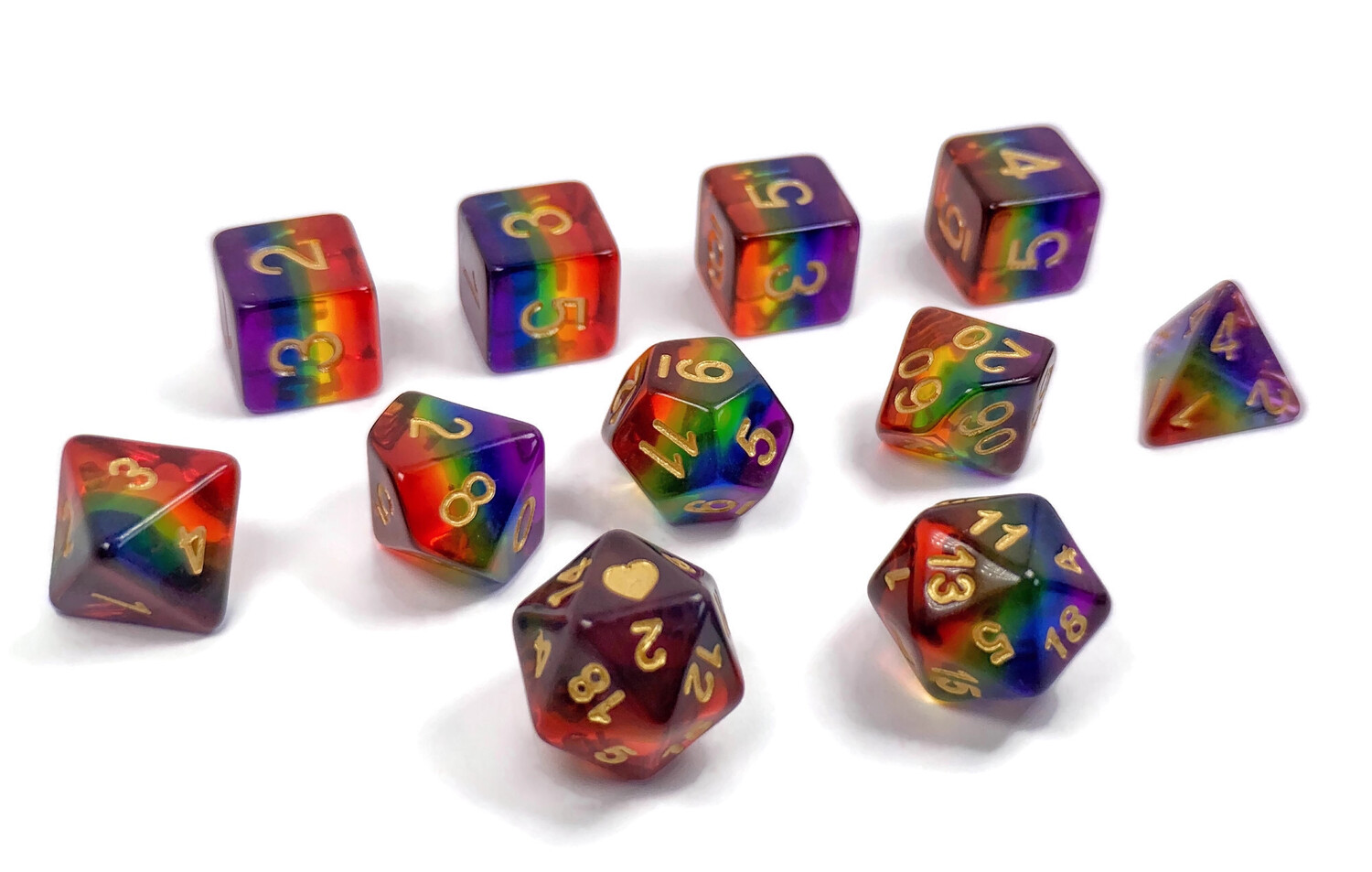 Translucent Rainbow Pride Dice Set