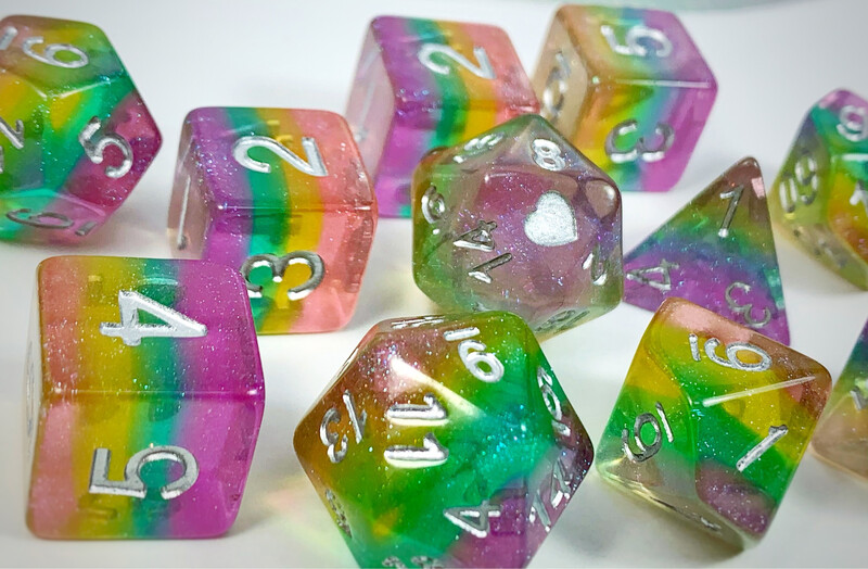 Translucent Pastel Rainbow Pride Dice Set