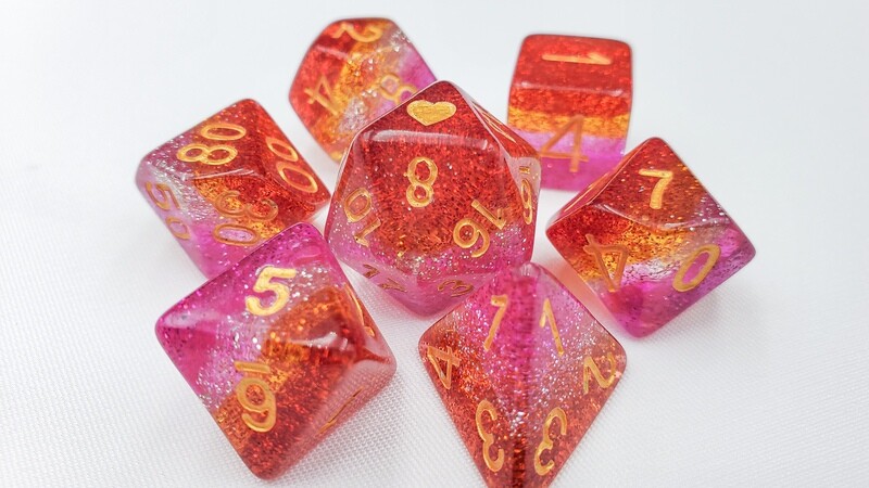 Prismatic Community Lesbian Pride Dice Set