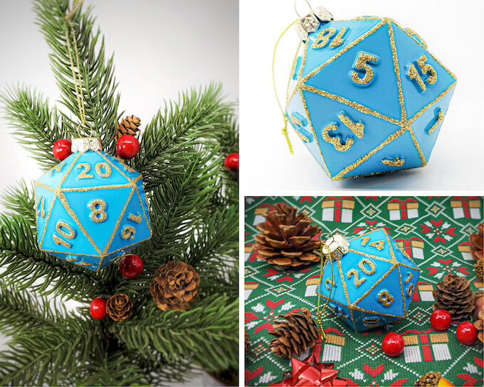 Light Blue D20 Ornament