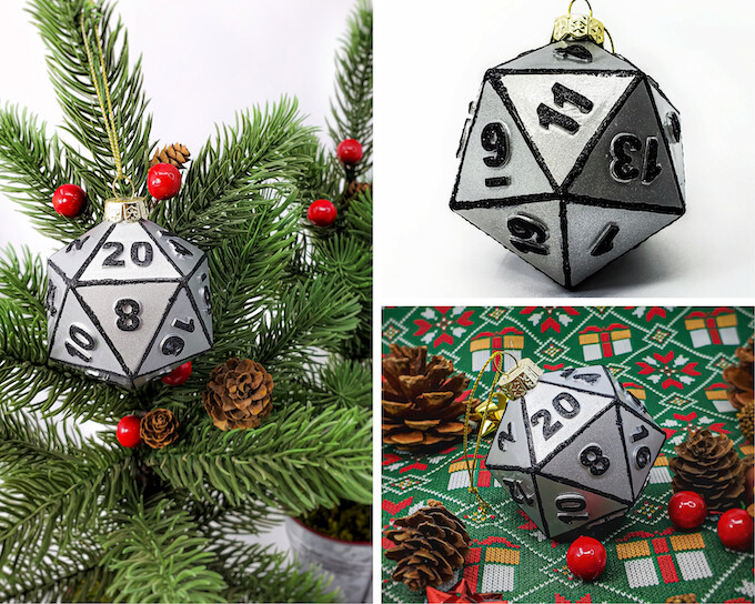 Silver D20 Ornament