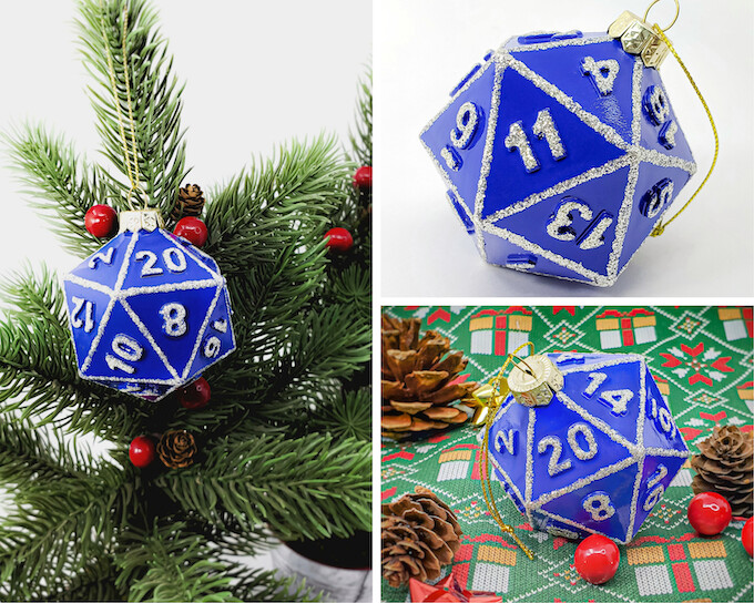 Blue D20 Ornament