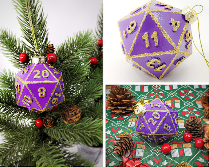 Purple D20 Ornament