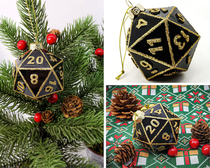 Black D20 Ornament