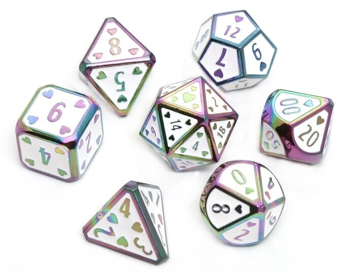 Metal Dice Set - Ivory Rainbow