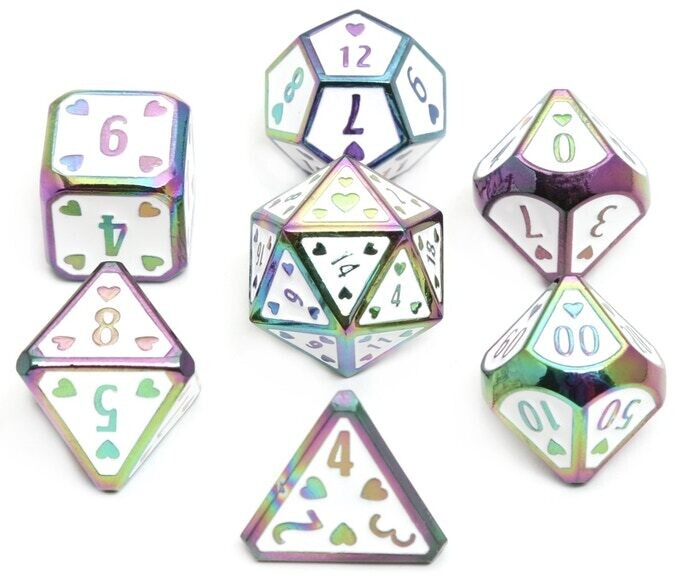 Metal Dice Set - Ivory Rainbow