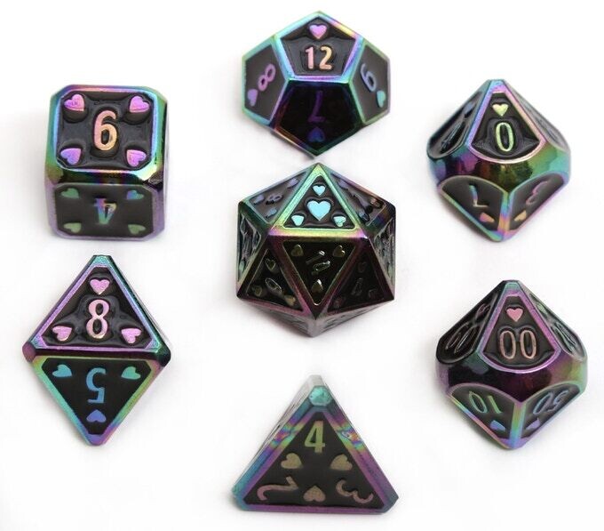 Metal Dice Set - Ebony Rainbow