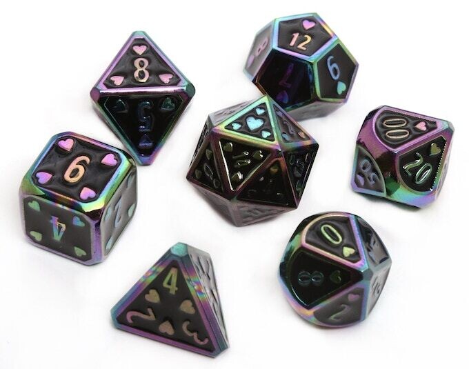 Metal Dice Set - Ebony Rainbow