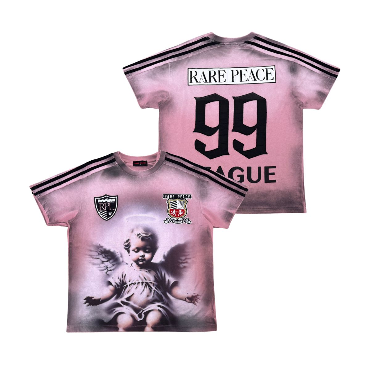 WASHED CUT &amp; SEW TEE W/ PATCHESDUST PINK