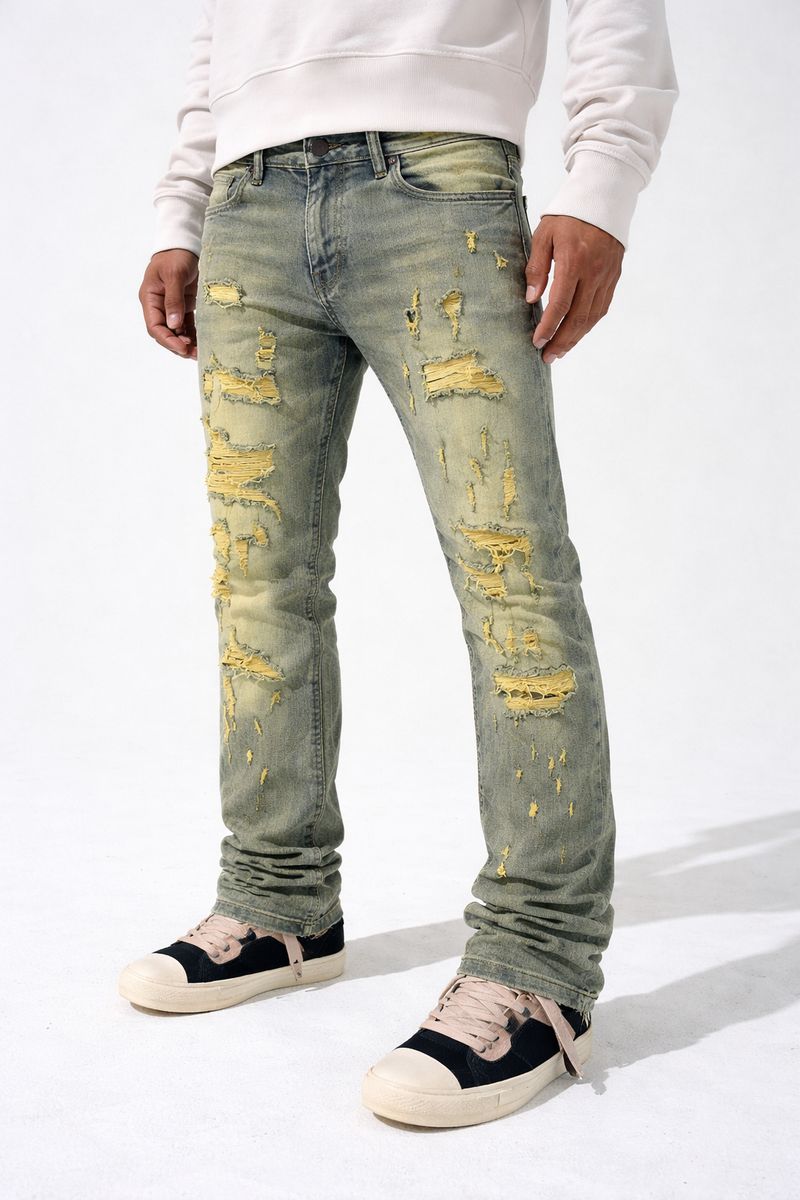 (DMT-1907 LTVNG)  DAMATI STACKED DISTRESS STRETCH DENIM