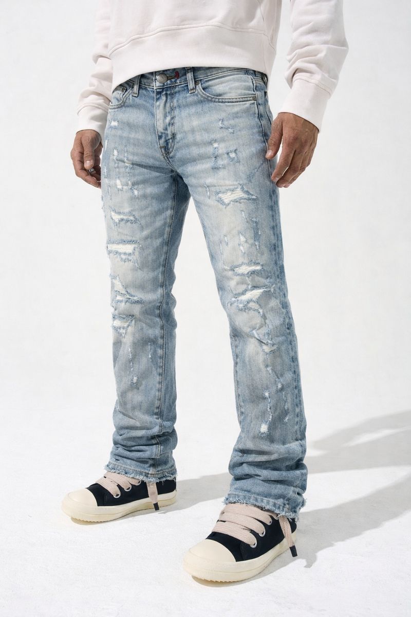 (DMT-1906 BLU) DAMATI STACKED DISTRESS STRETCH DENIM