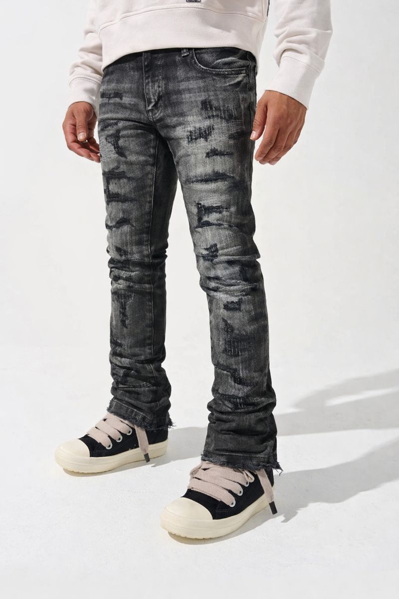 (DMT-1904 WSHBLK) DAMATI STACKED STICHED STRETCH DENIM