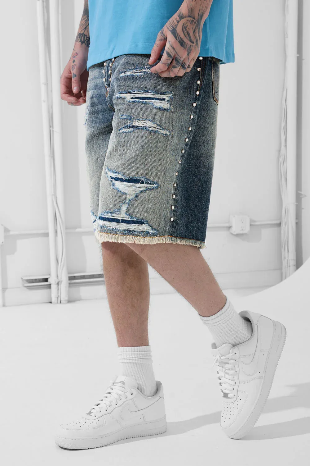Heavy Metal Denim Shorts - Iced Lager
